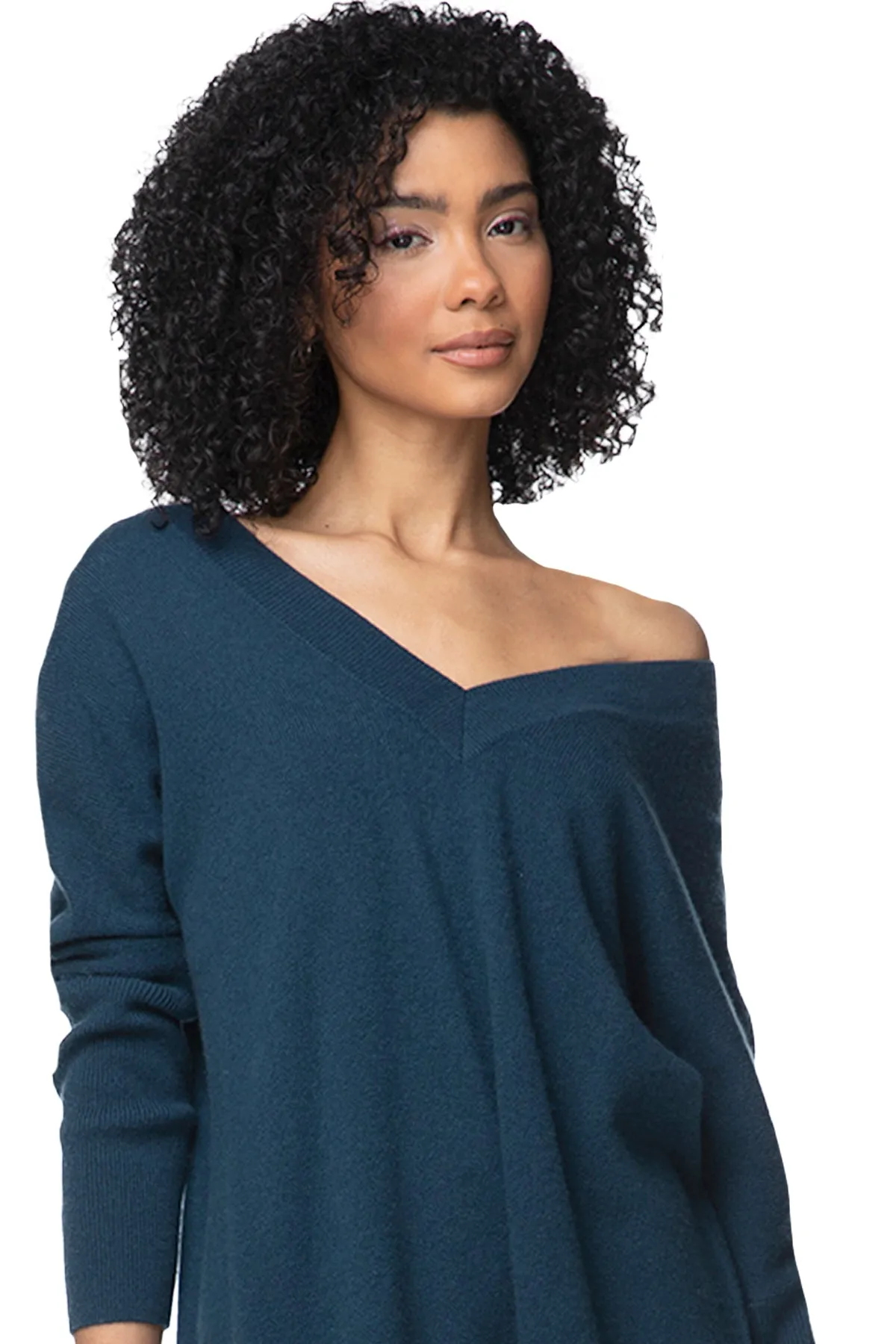 100% Cashmere Reversible Easy V-Neck Sweater in Fall Favorites