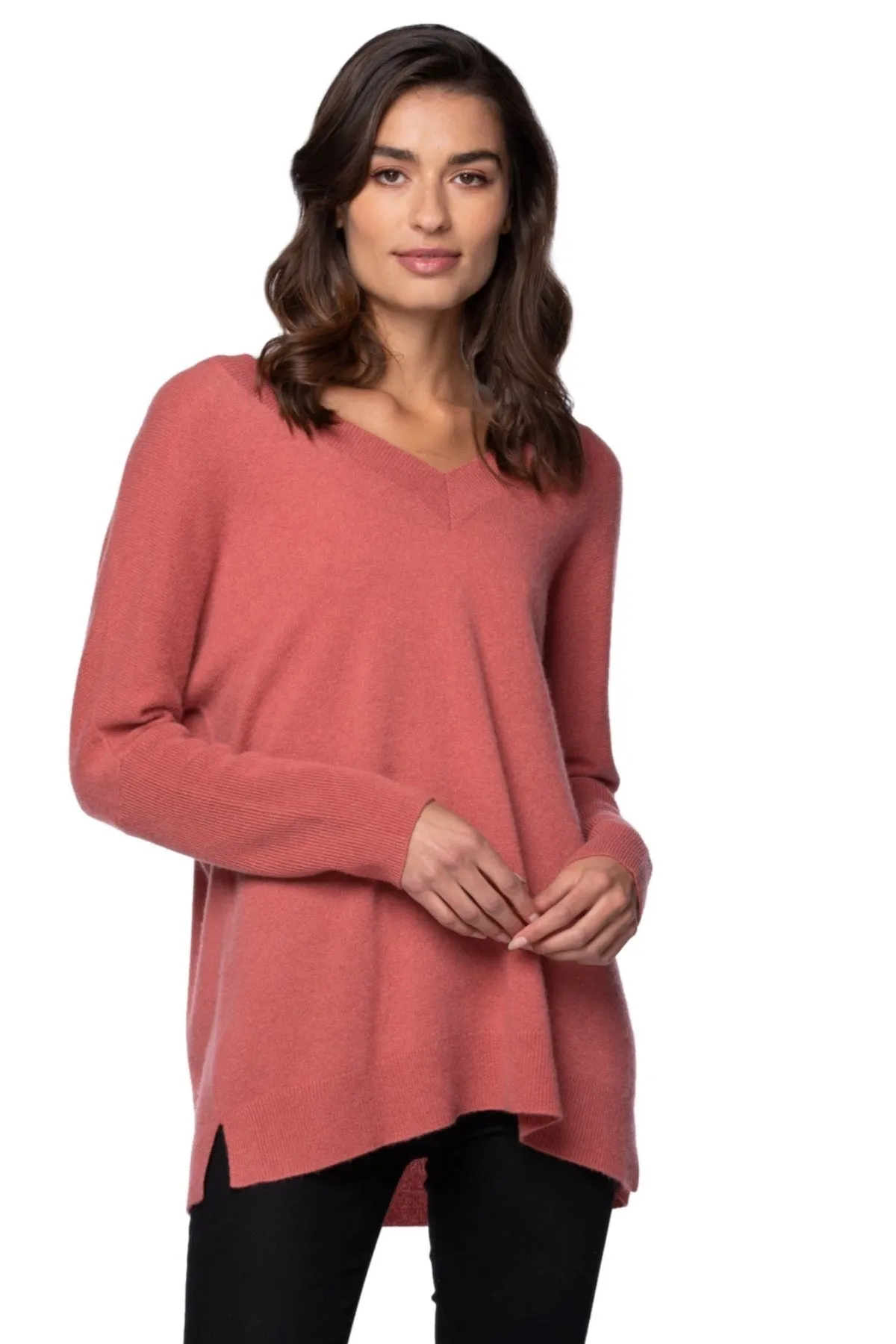 100% Cashmere Reversible Easy V-Neck Sweater in Fall Favorites