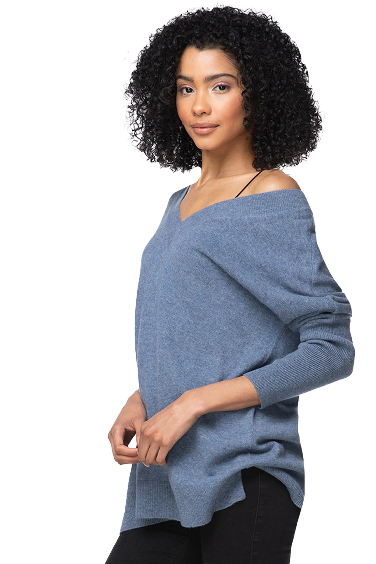 100% Cashmere Reversible Easy V-Neck Sweater in Fall Favorites