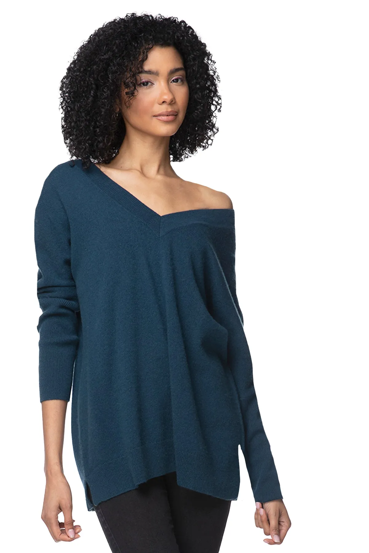 100% Cashmere Reversible Easy V-Neck Sweater in Fall Favorites