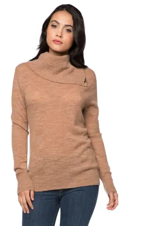 100% Cashmere Slub Knit Texture - Cascade Turtle Neck Sweater