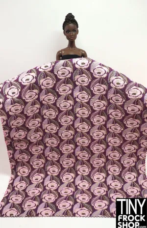 12" Fashion Doll F0205 Purple and Pink Flower Fabric