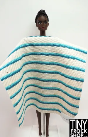 12" Fashion Doll F0211 Turquoise and Cream Stripe Fabric