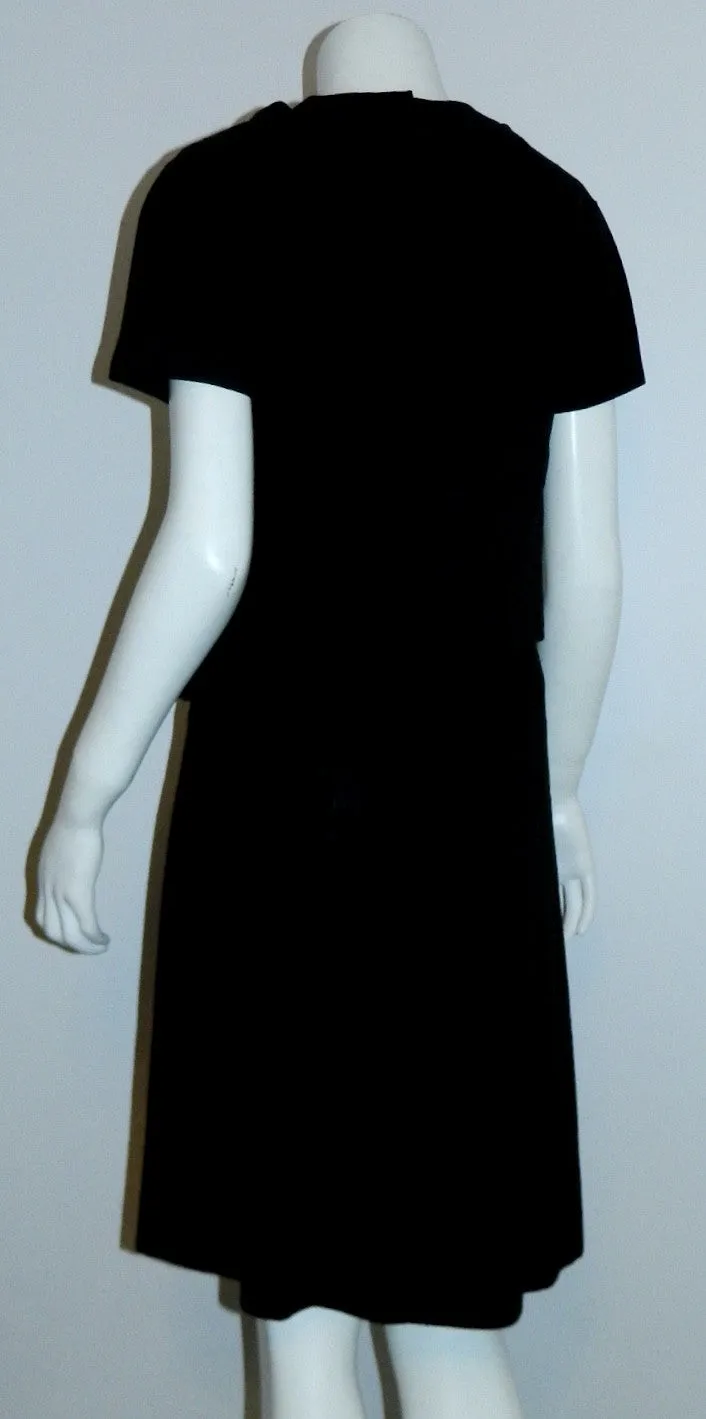 1960s black silk Abe Schrader day dress vintage bow top jacket XS