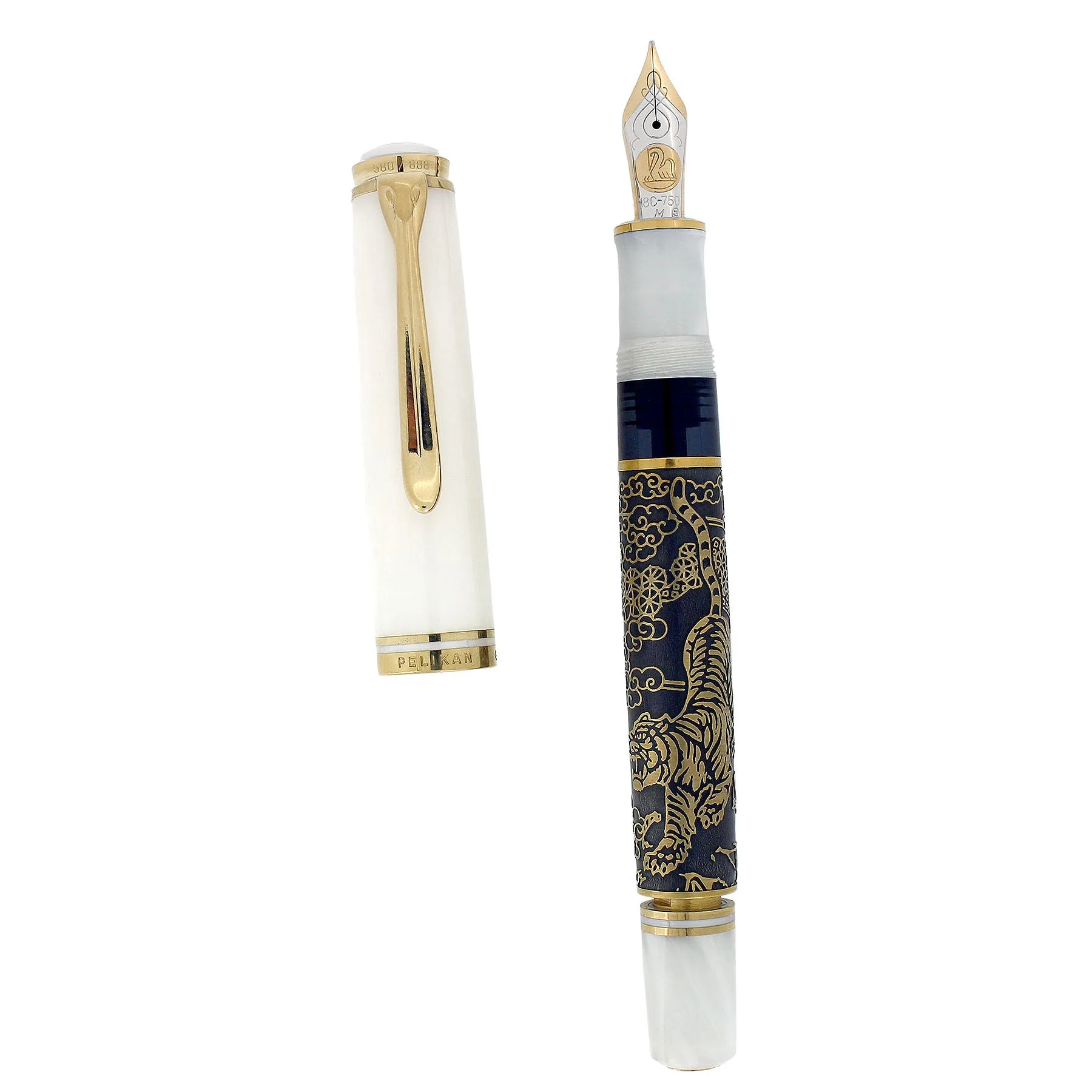 2000 PELIKAN M924 TALE OF A WHITE TIGER LIMITED EDITION 580/888 FOUNTAIN PEN W/BOX NEVER INKED