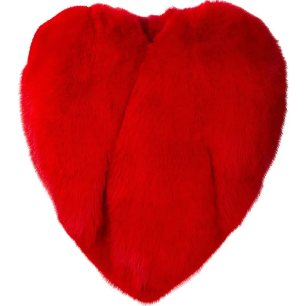 3D Red Love Heart Shaped Cape Faux Fur