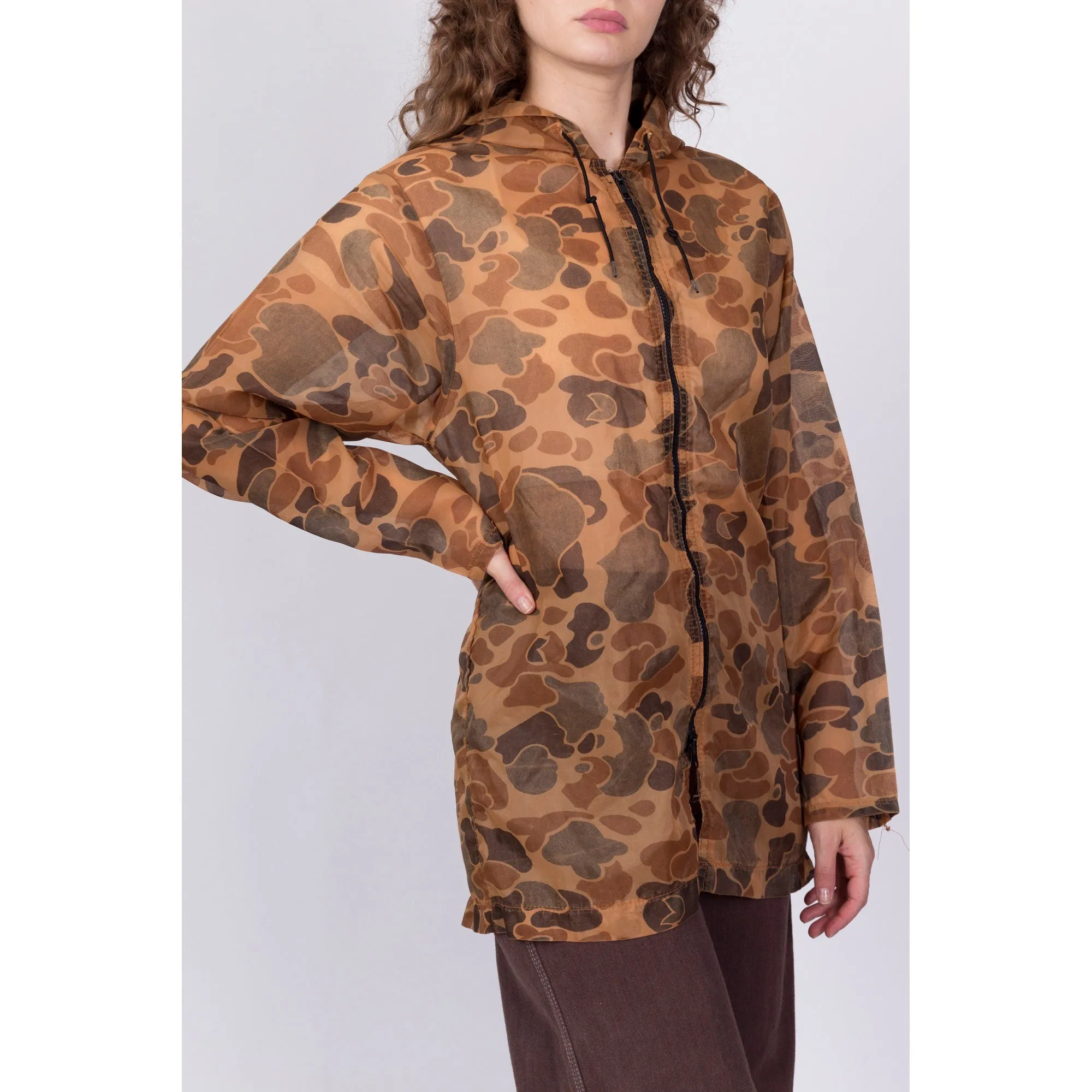 70s 80s SafTbak Sheer Camo Cover Jacket - Men's Medium, Women's Large