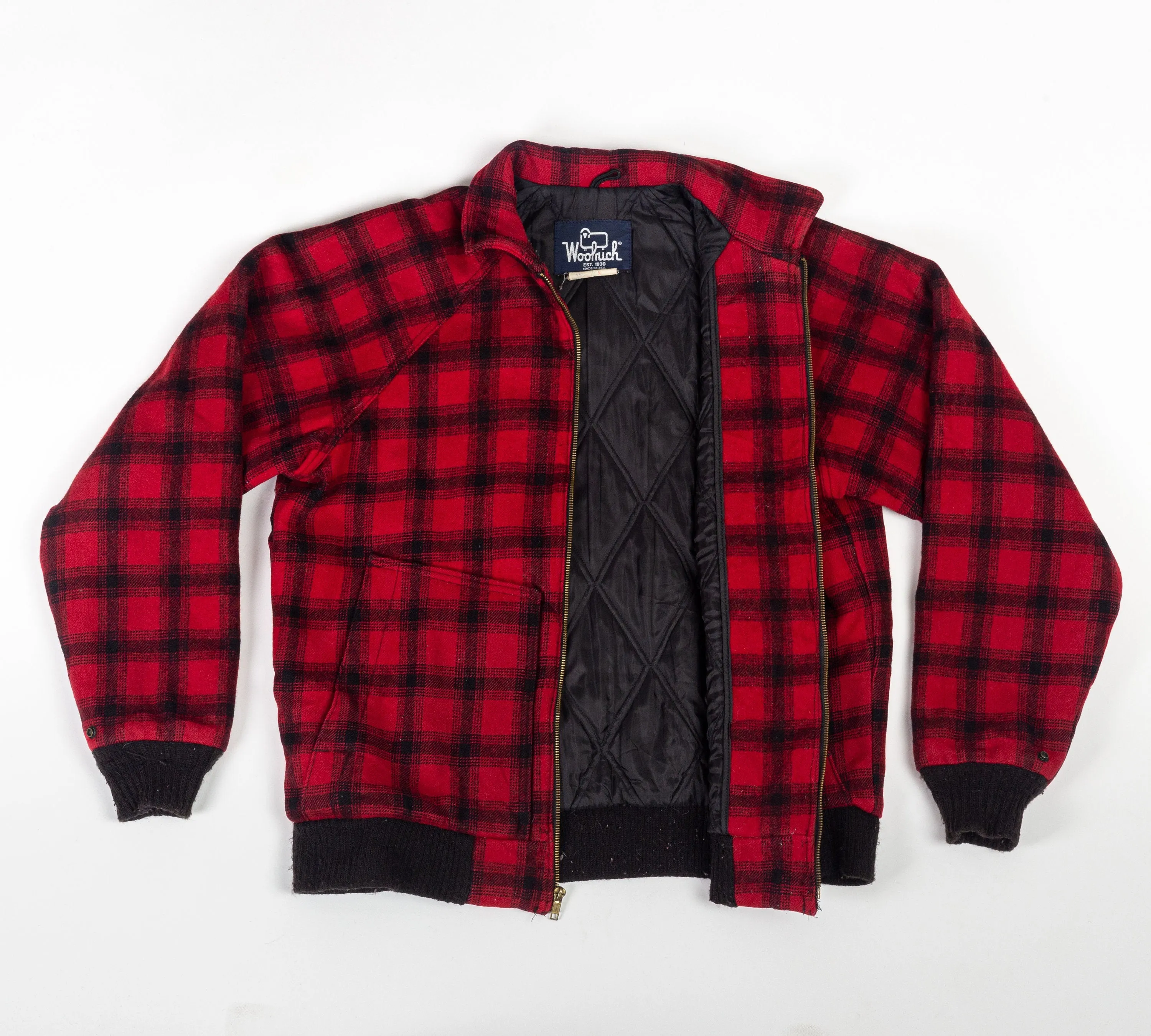 80s Buffalo Plaid Woolrich Bomber Coat - Men's Medium