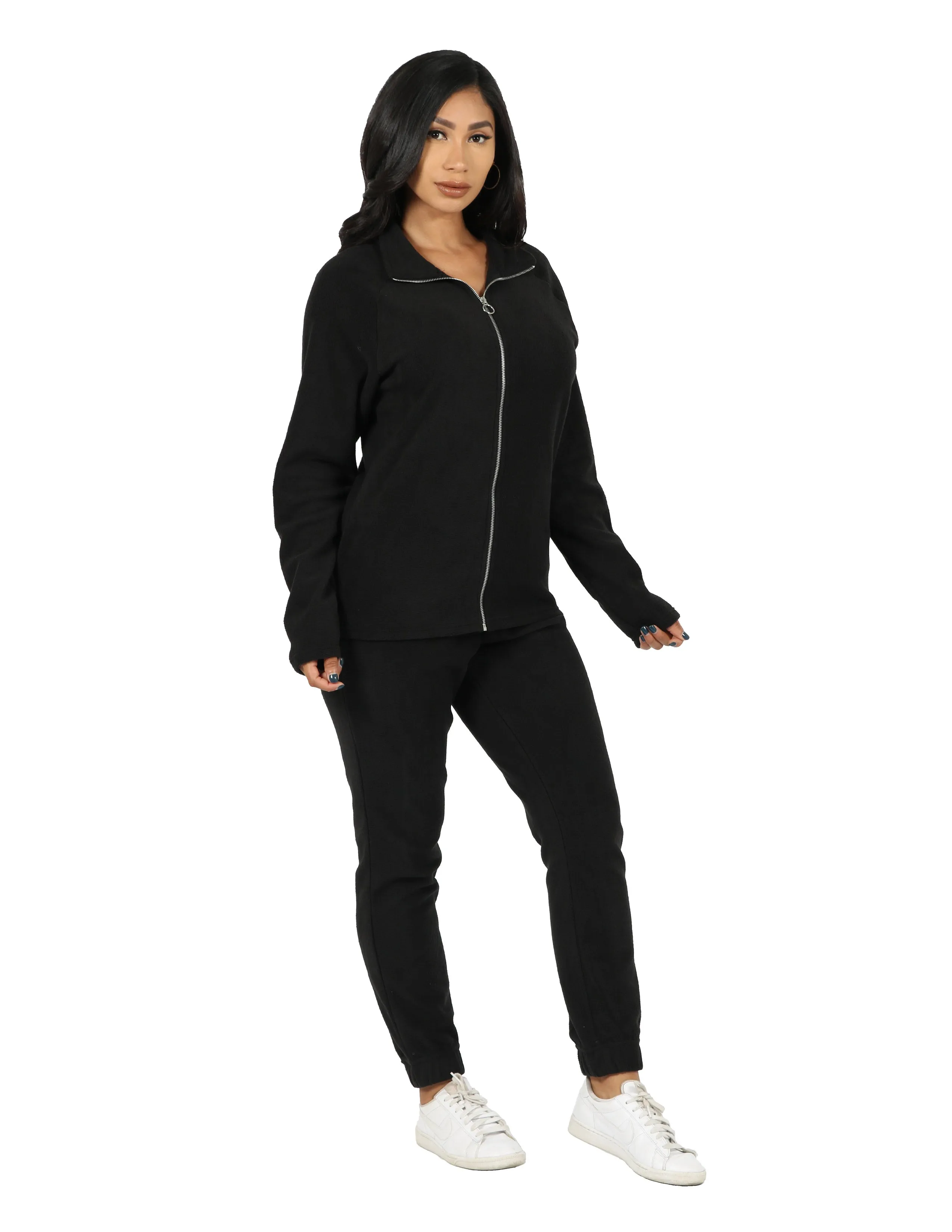 Active Fleece Mock Neck Raglan Jacket and Jogger Set