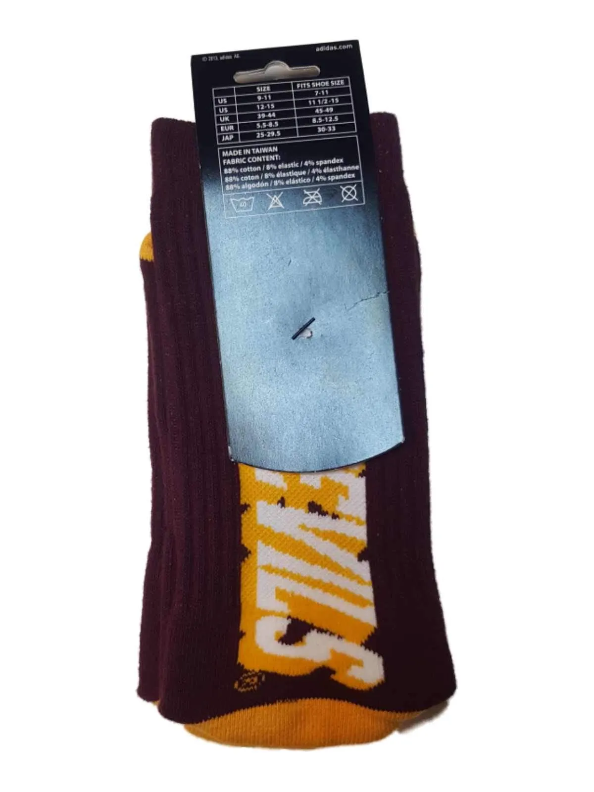 Arizona State Sun Devils Adidas Maroon "Sun Devils" Logo Men's Crew Socks (L)