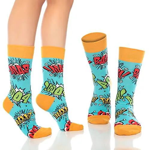 BAMBOOVEN Men & Women Fun Dress Unisex Socks, Colorful Funny Novelty Cotton Socks (Mouse, 6 Variety Pairs)