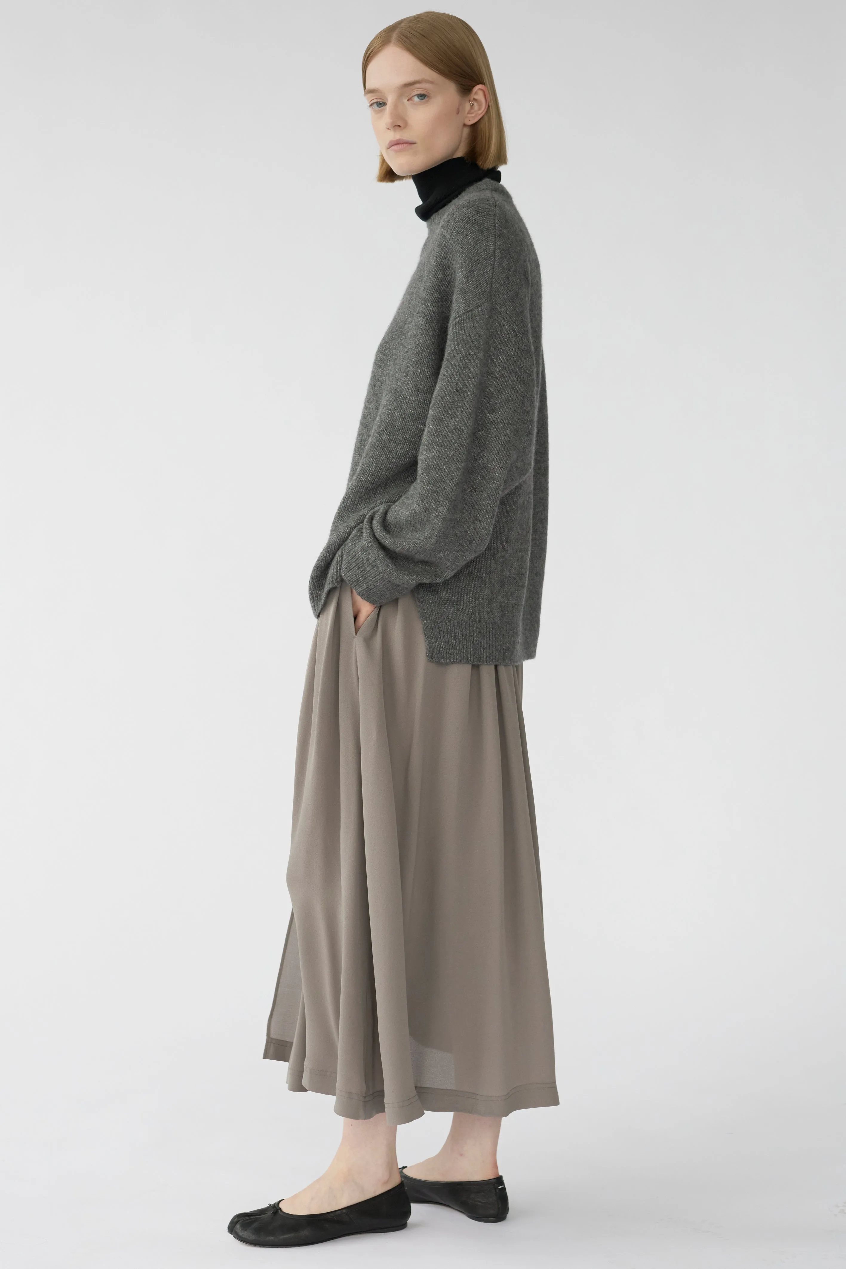 BEZ CREW KNIT - THUNDER - SILK/CASHMERE