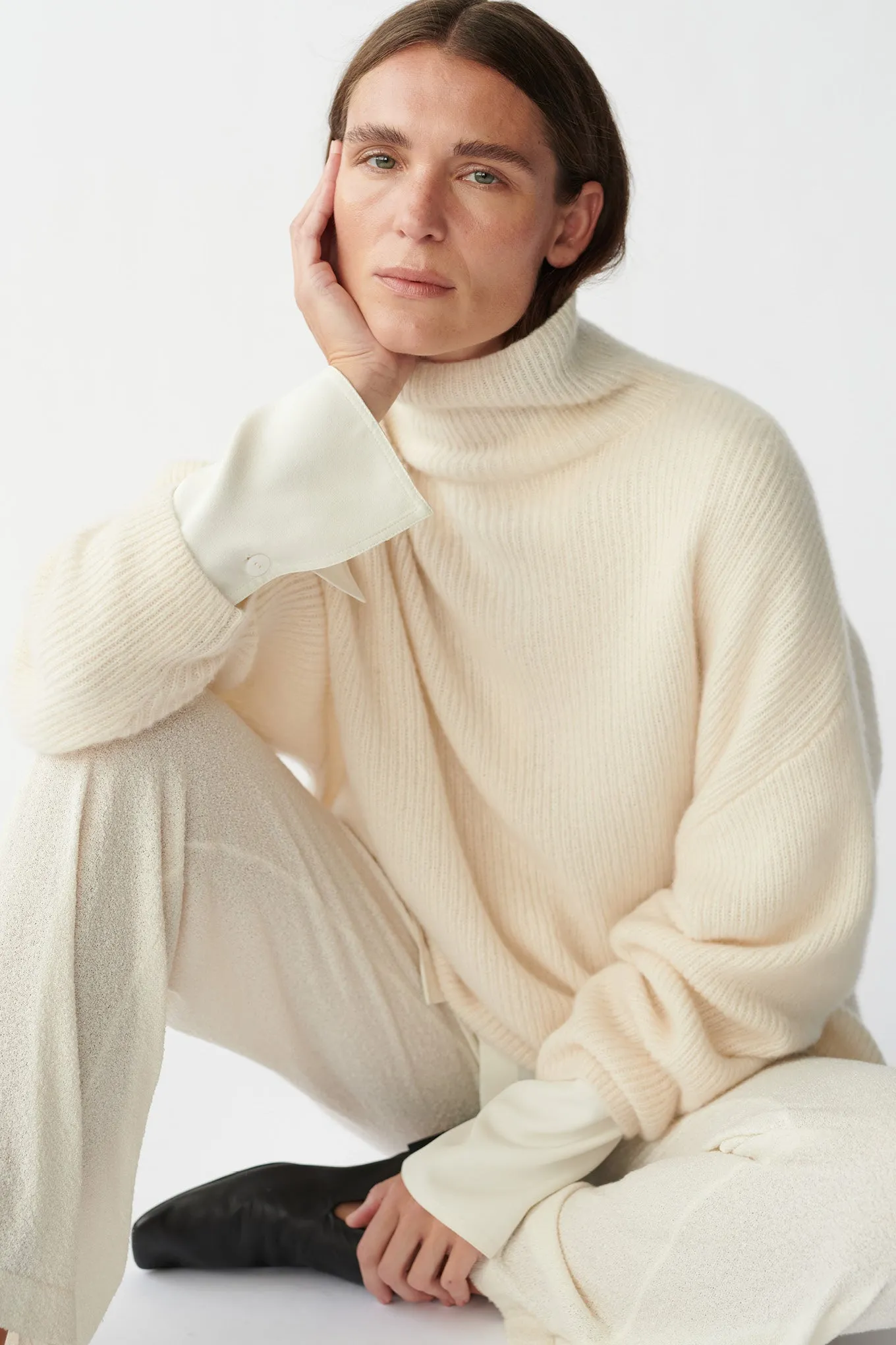 BEZ RIB KNIT - IVORY  - SILK/CASHMERE