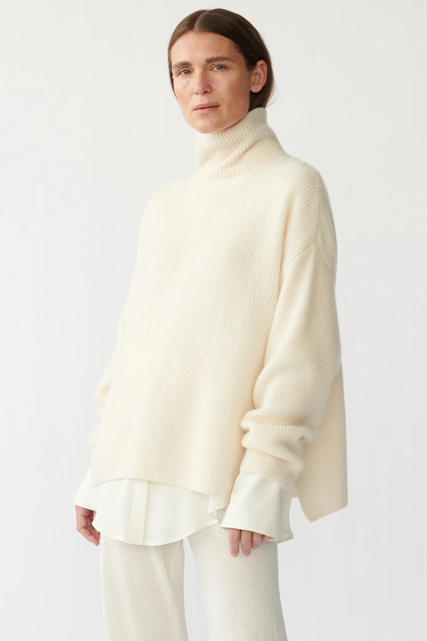 BEZ RIB KNIT - IVORY  - SILK/CASHMERE