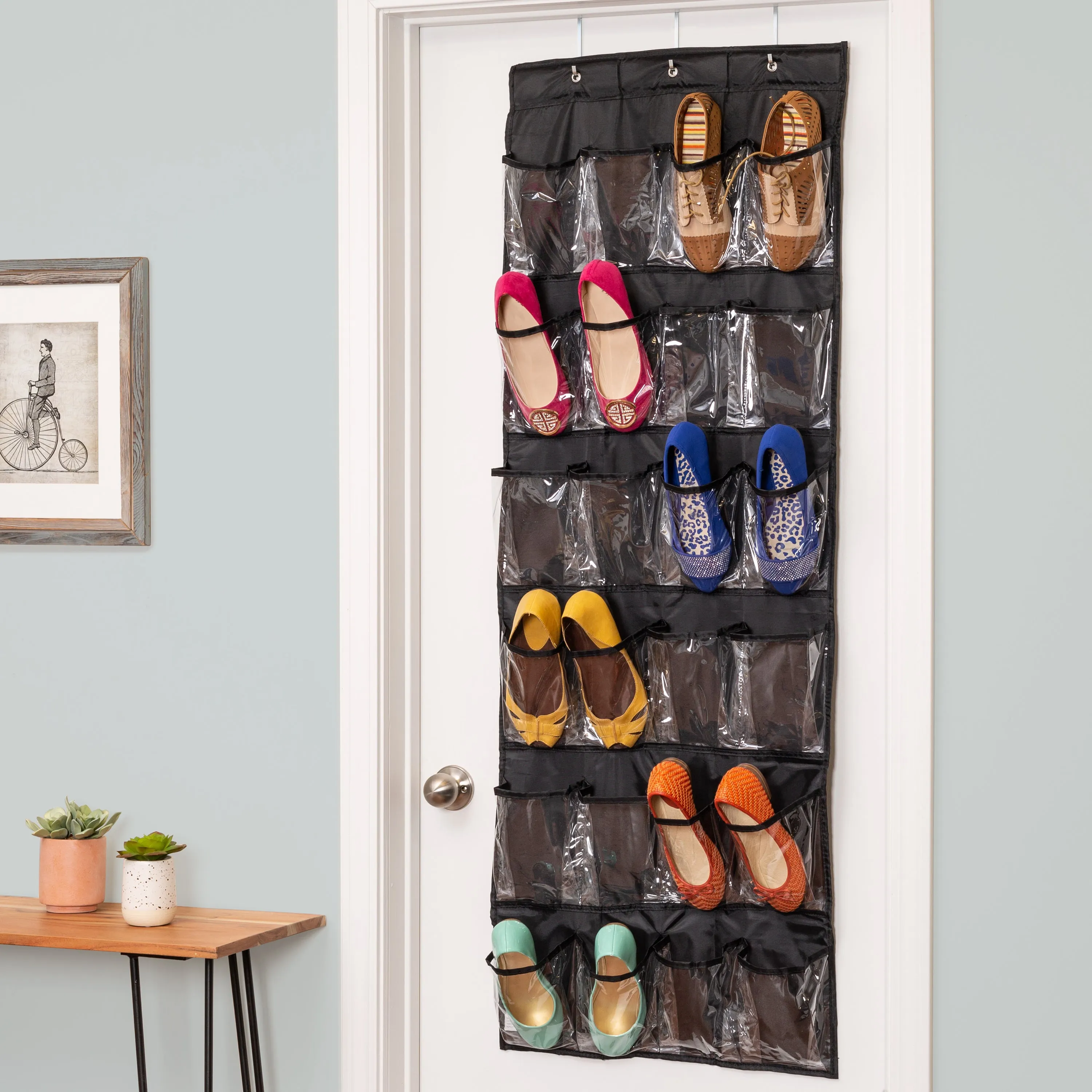 Black 24-Pocket Over-The-Door Hanging Shoe Organizer