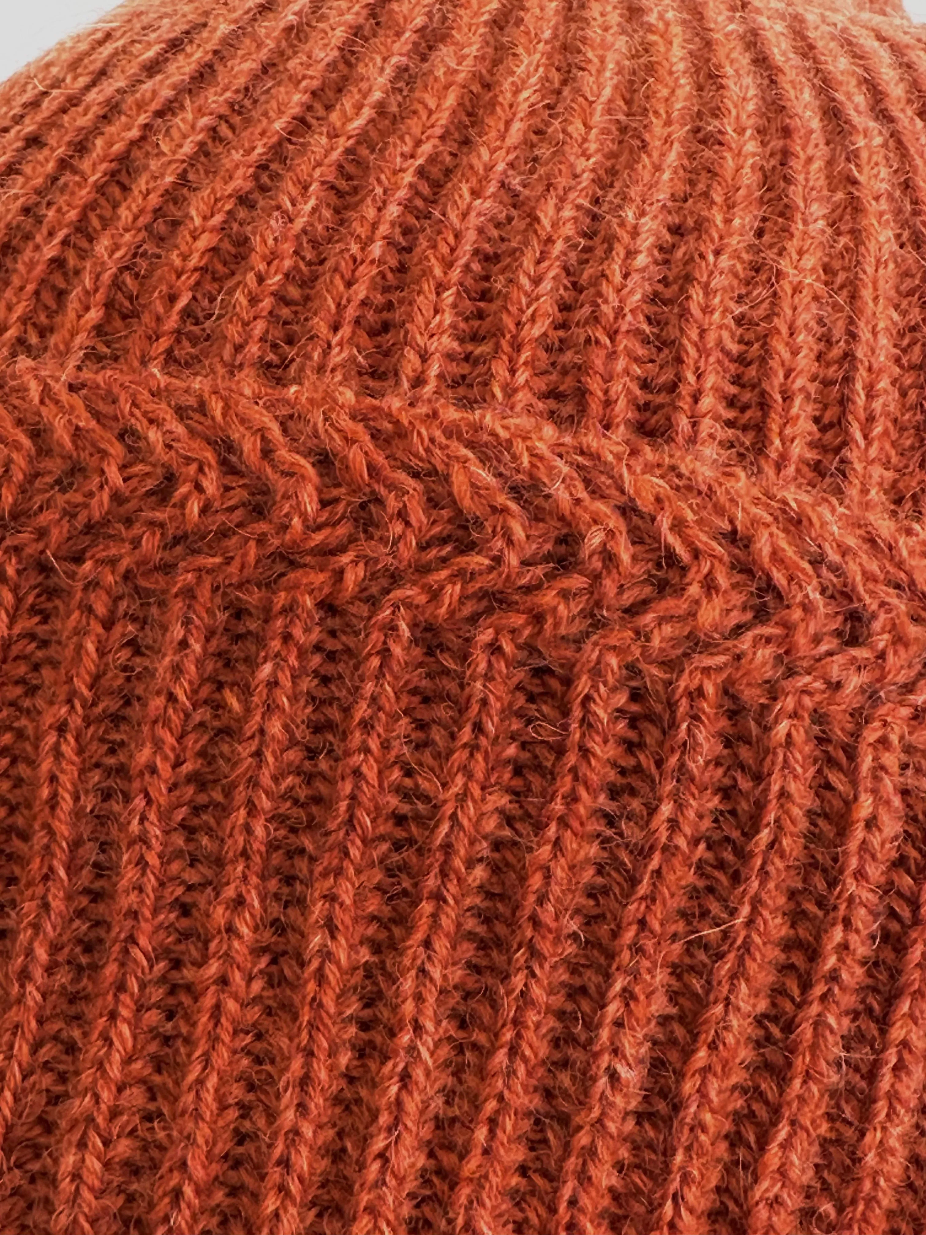 Cableami Orange Alpaca Wool Beanie