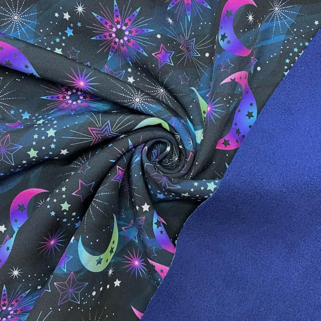 Celestial Moons and Stars Softshell Fabric