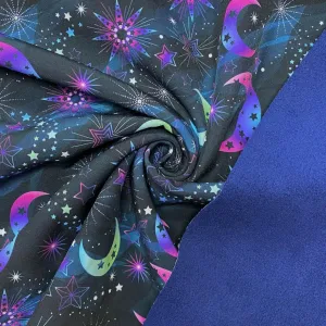 Celestial Moons and Stars Softshell Fabric