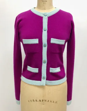 Chanel purple and blue cashmere sweater set