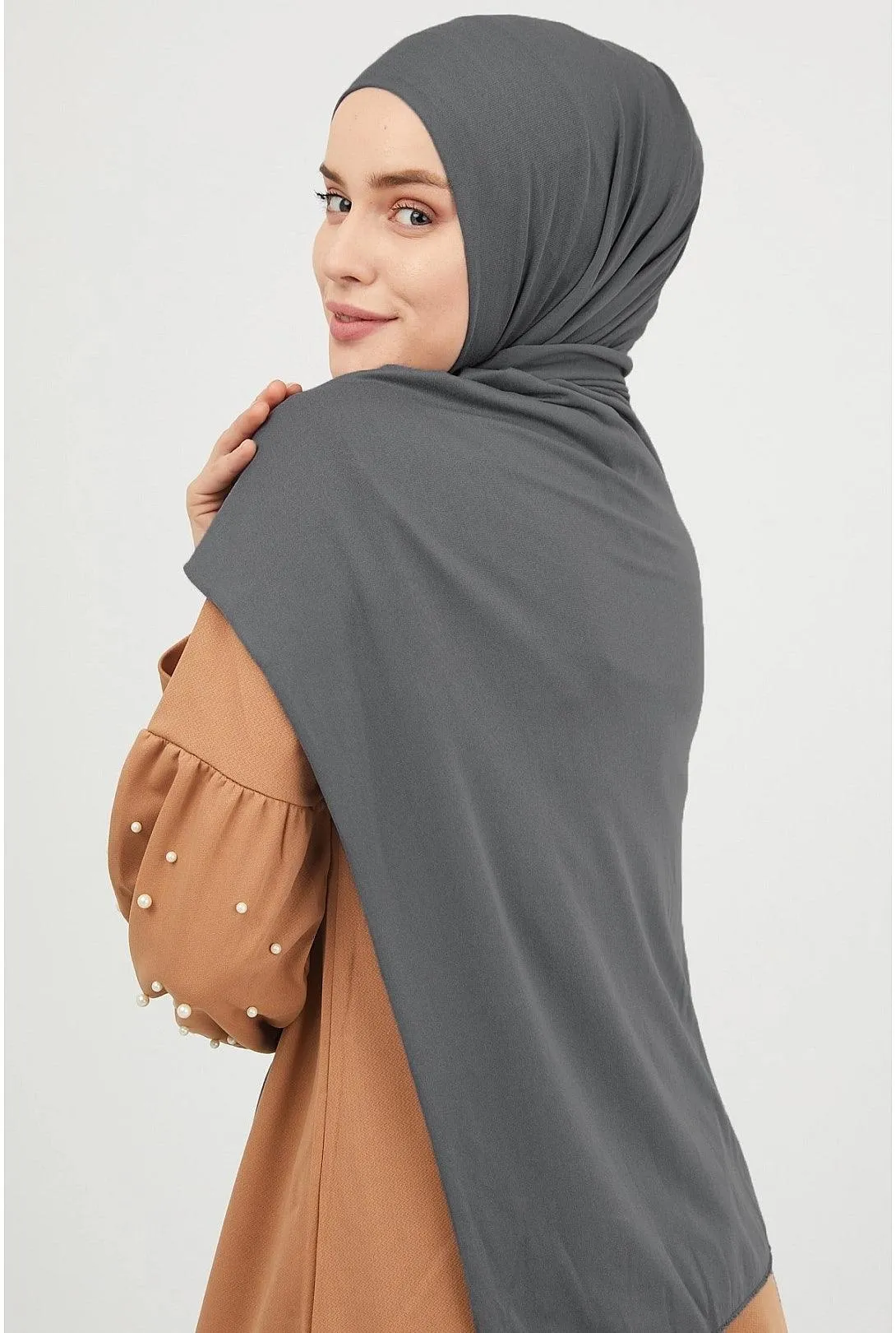 Cotton Combed Shawl Hijab Scarf - Anthracite Grey