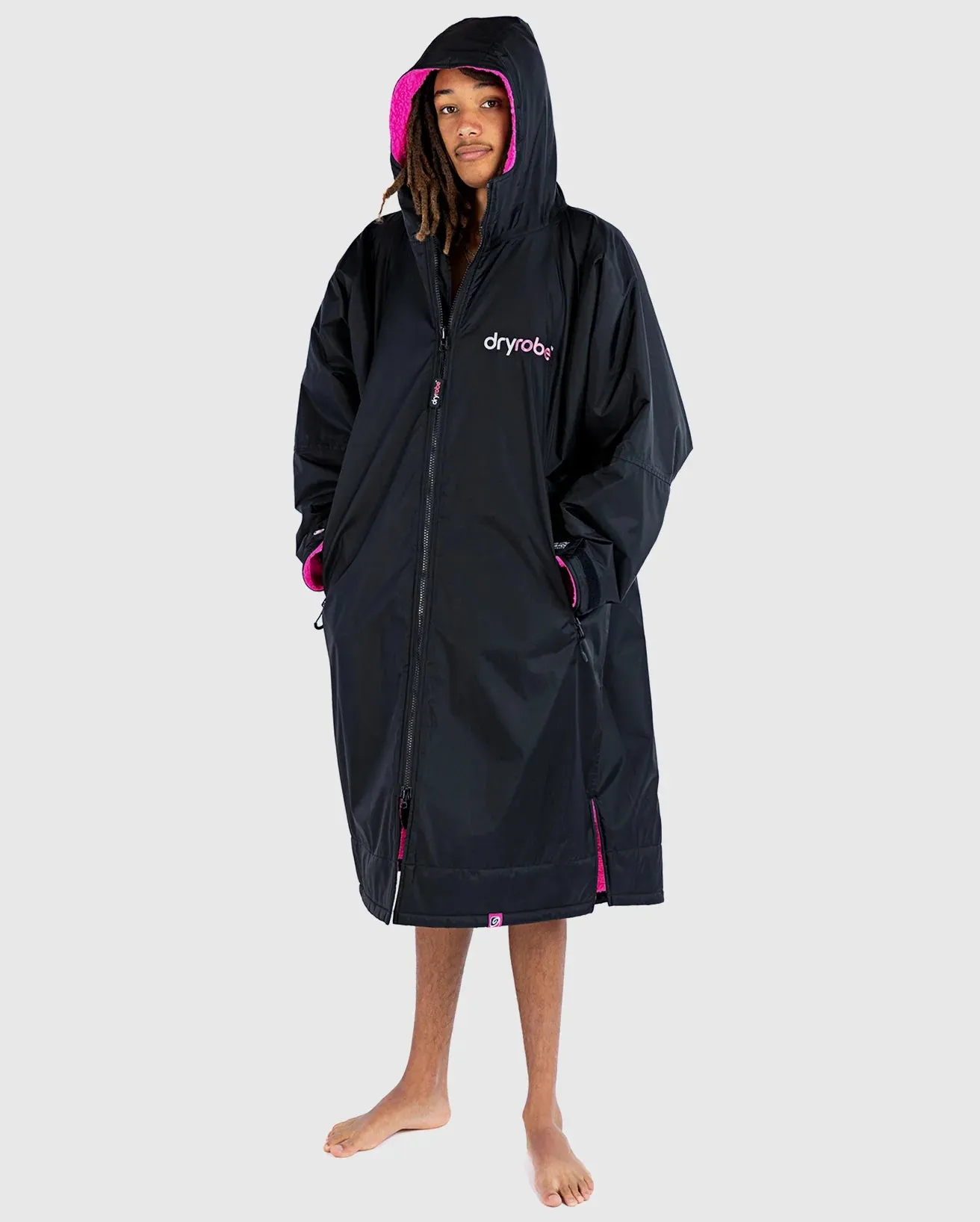 Dryrobe Advance LONG Sleeve Changing Robe V3 - Black / Pink