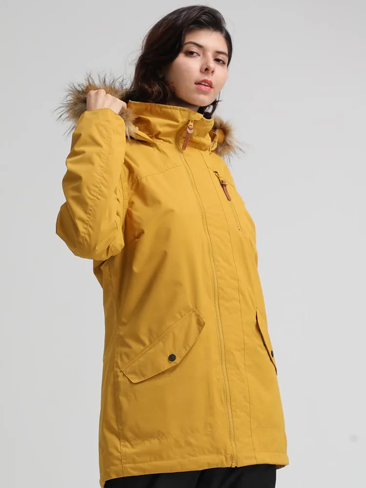 Fashion Yellow Thermal Warm Waterproof Windproof Women's Ski/Snowboard Jackets