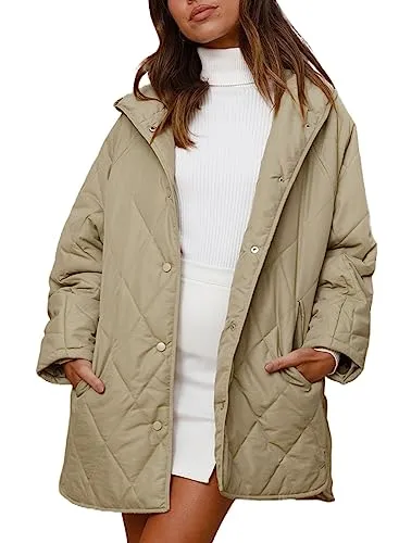 iForgirls 2023 Winter Coat for Women Diamond Quilted Hooded Lightweight Jackets