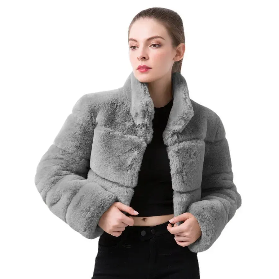 Imitation Fur Imitation Horizontal Stitching Fur Jacket