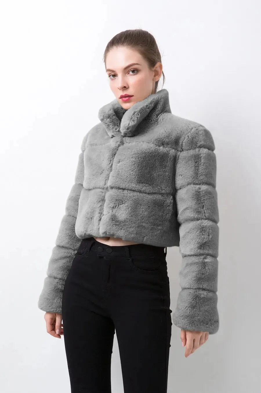 Imitation Fur Imitation Horizontal Stitching Fur Jacket