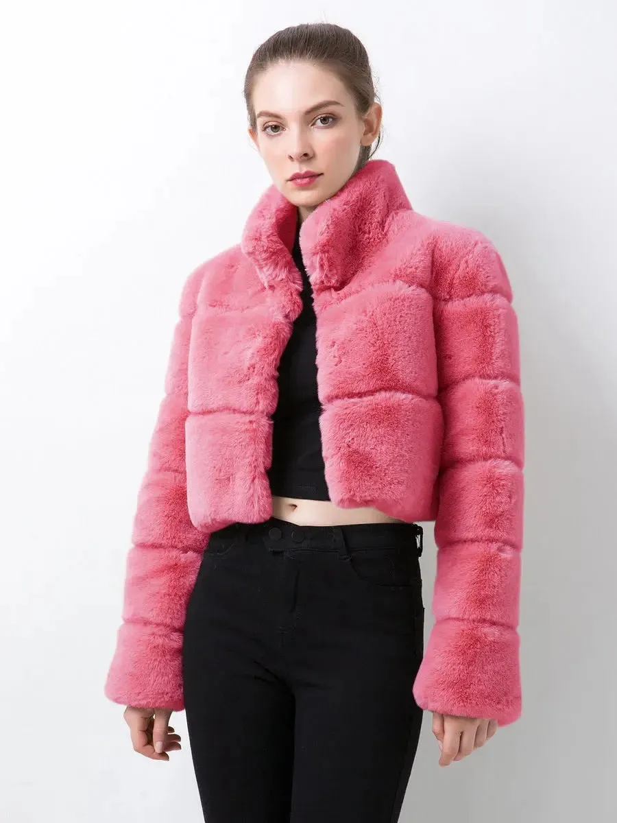 Imitation Fur Imitation Horizontal Stitching Fur Jacket