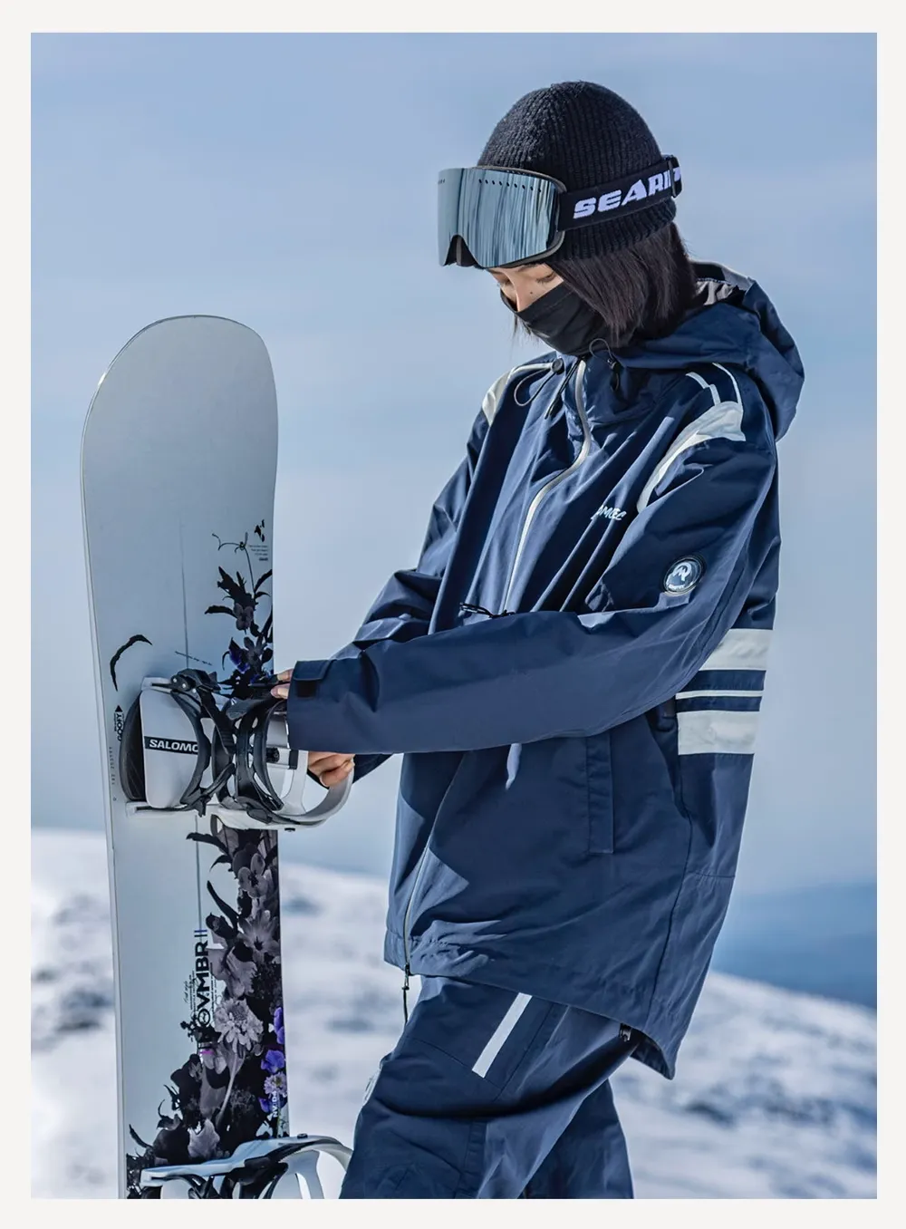 LA QOMOTEC Navy Retro Style Warm Snowboarding Suit