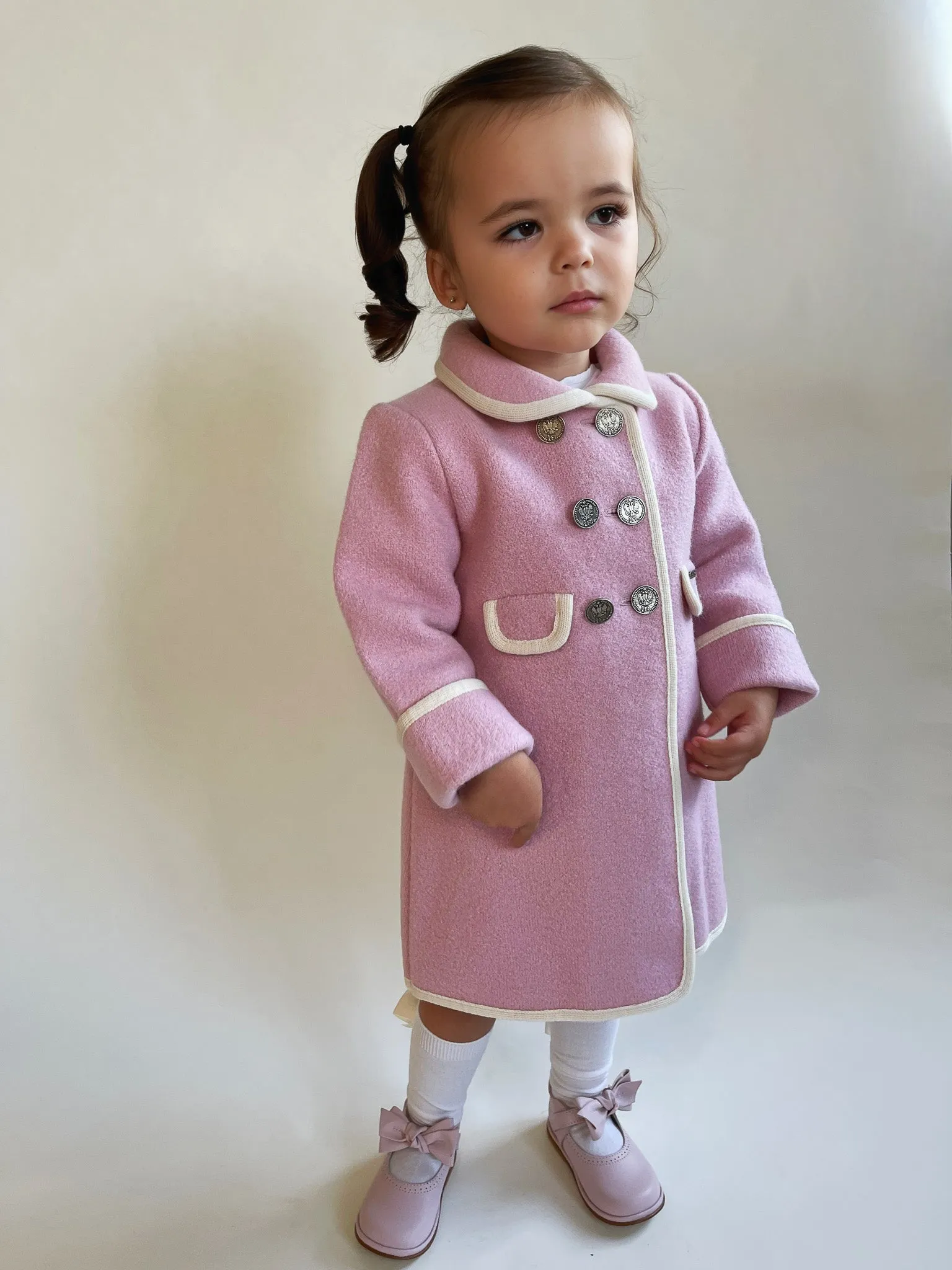 Marae Pink Merino Wool Traditional Coat