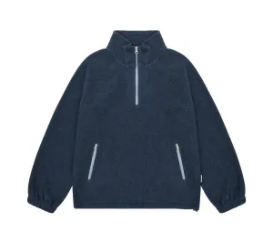 Melange Fleece Anorak | Blue