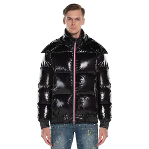 Men's Down Puff Jacket in Pure Goose Shiny Colours Silver and Black size S M L XL