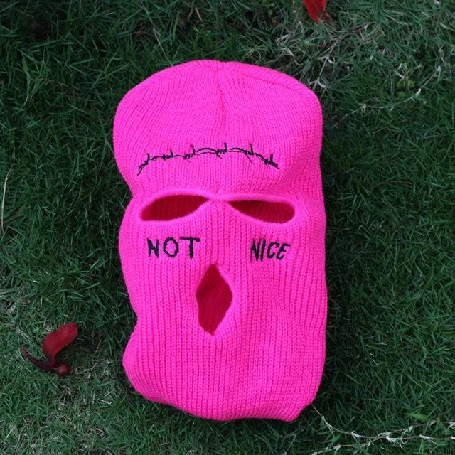 NOT NICE Embroidery Three-hole Balaclava Mask