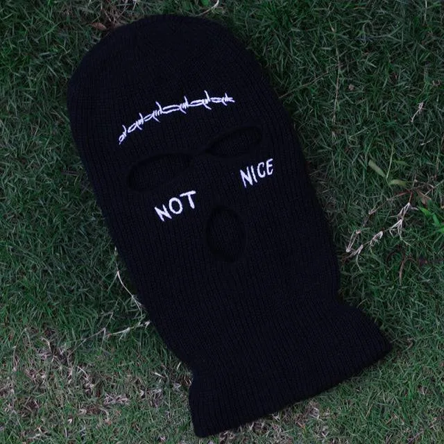 NOT NICE Embroidery Three-hole Balaclava Mask