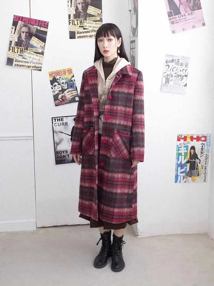 Plaid wool coat【s0000010705】