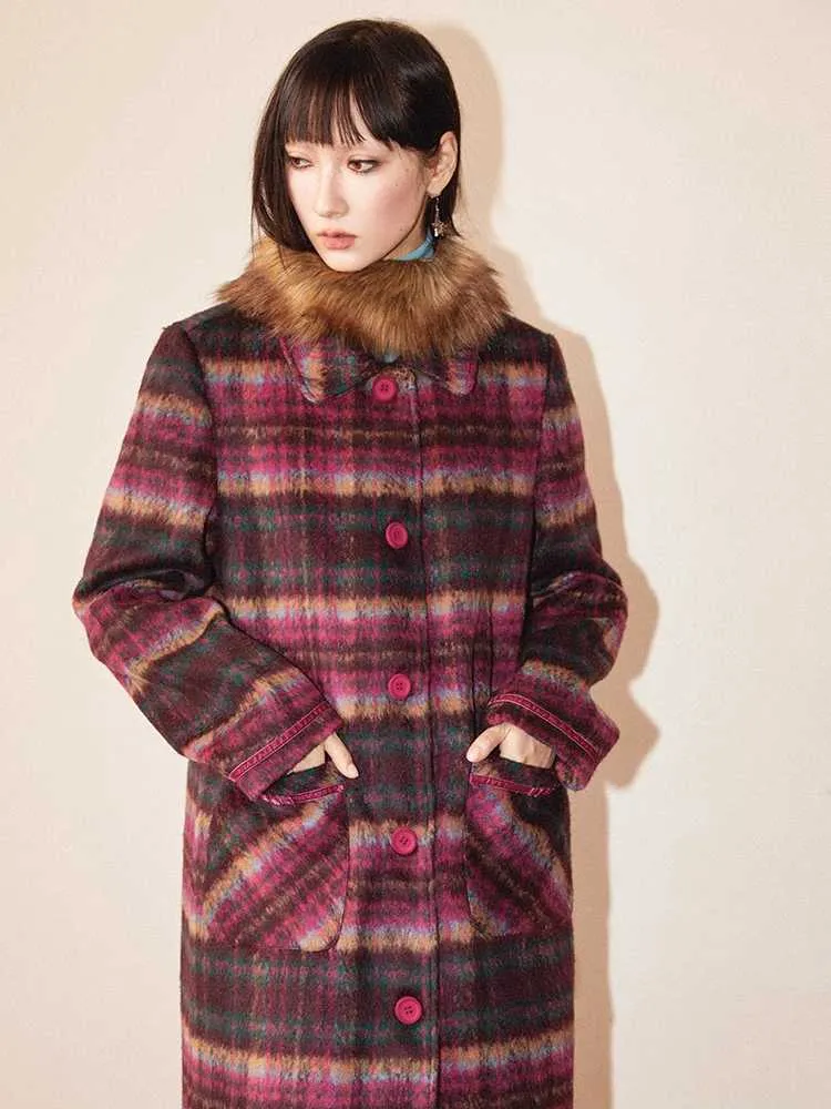 Plaid wool coat【s0000010705】