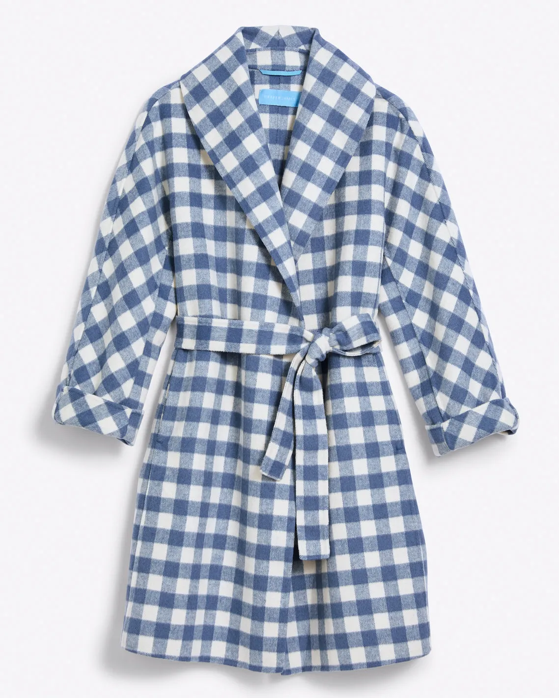 Shawl Collar Belted Coat in Gingham