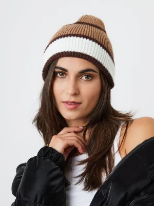 Stripe Beanie in Brown