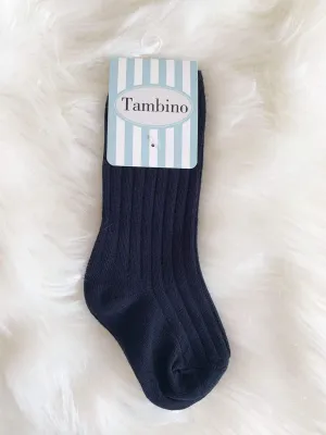 Tambino Socks - Boys Navy Ribbed Knee High Socks