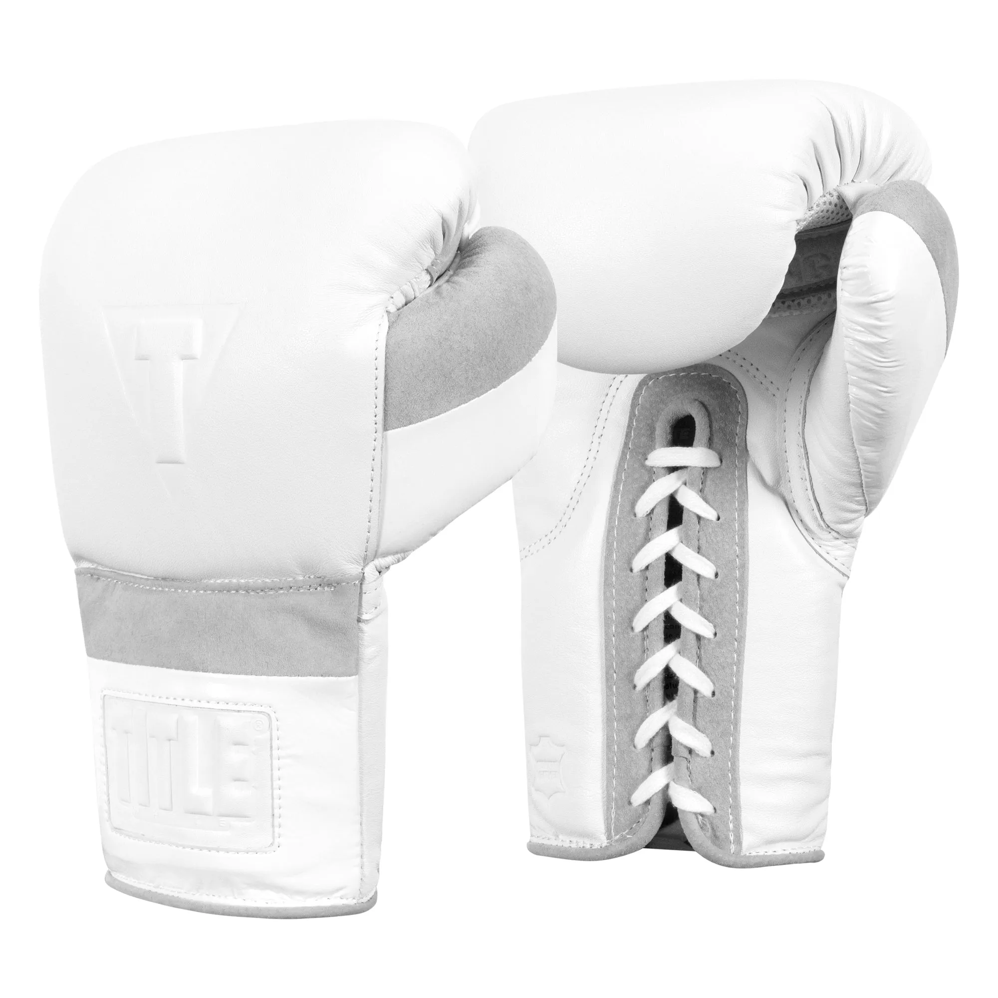 TITLE White Boxing Lace Sparring Gloves 2.0