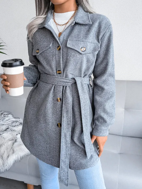 Women's single breasted woolen overcoat