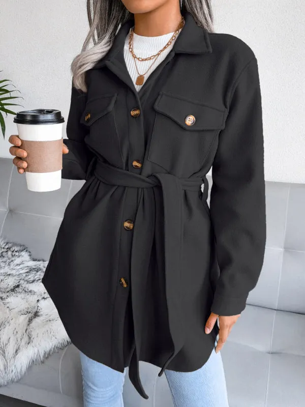 Women's single breasted woolen overcoat